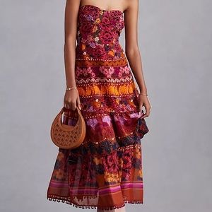 FARM Rio Strapless Tiered Maxi Dress